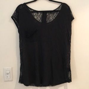 Black lace back t-shirt